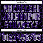 Custom Black Purple-White Abstract Network 3D Pattern Design Bomber Full-Snap Varsity Letterman Hoodie Jacket
