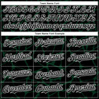 Custom Black Green-White Abstract Network 3D Pattern Design Bomber Full-Snap Varsity Letterman Hoodie Jacket