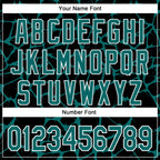 Custom Black Teal-White Abstract Network 3D Pattern Design Bomber Full-Snap Varsity Letterman Hoodie Jacket