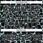 Custom Black Ice Blue-White Abstract Network 3D Pattern Design Bomber Full-Snap Varsity Letterman Hoodie Jacket