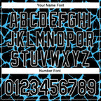 Custom Black Sky Blue-White Abstract Network 3D Pattern Design Bomber Full-Snap Varsity Letterman Hoodie Jacket