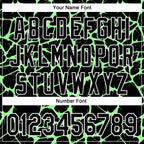 Custom Black Pea Green-White Abstract Network 3D Pattern Design Bomber Full-Snap Varsity Letterman Hoodie Jacket