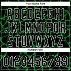 Custom Black Grass Green-White Abstract Network 3D Pattern Design Bomber Full-Snap Varsity Letterman Hoodie Jacket