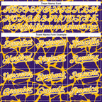 Custom Purple Gold-White Abstract Network 3D Pattern Design Bomber Full-Snap Varsity Letterman Hoodie Jacket