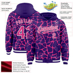 Custom Purple Pink-White Abstract Network 3D Pattern Design Bomber Full-Snap Varsity Letterman Hoodie Jacket
