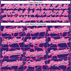 Custom Purple Pink-White Abstract Network 3D Pattern Design Bomber Full-Snap Varsity Letterman Hoodie Jacket
