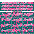 Custom Teal Pink-White Abstract Network 3D Pattern Design Bomber Full-Snap Varsity Letterman Hoodie Jacket