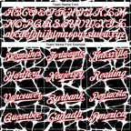 Custom Black White-Red Abstract Network 3D Pattern Design Bomber Full-Snap Varsity Letterman Hoodie Jacket