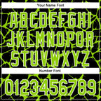 Custom Black Neon Green-White Abstract Network 3D Pattern Design Bomber Full-Snap Varsity Letterman Hoodie Jacket
