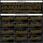 Custom Black Gray-Old Gold Curve Lines 3D Pattern Design Bomber Full-Snap Varsity Letterman Hoodie Jacket