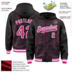Custom Black Pink-White Curve Lines 3D Pattern Design Bomber Full-Snap Varsity Letterman Hoodie Jacket