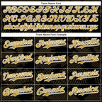 Custom Black Old Gold-White Curve Lines 3D Pattern Design Bomber Full-Snap Varsity Letterman Hoodie Jacket