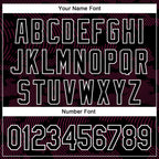 Custom Black Hot Pink-White Curve Lines 3D Pattern Design Bomber Full-Snap Varsity Letterman Hoodie Jacket