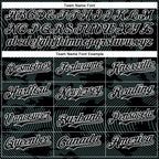 Custom Black Ice Blue-White Curve Lines 3D Pattern Design Bomber Full-Snap Varsity Letterman Hoodie Jacket