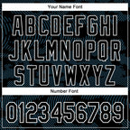 Custom Black Sky Blue-White Curve Lines 3D Pattern Design Bomber Full-Snap Varsity Letterman Hoodie Jacket