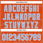 Custom Orange Light Blue-White Curve Lines 3D Pattern Design Bomber Full-Snap Varsity Letterman Hoodie Jacket