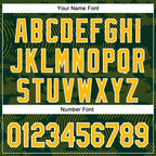 Custom Green Gold-White Curve Lines 3D Pattern Design Bomber Full-Snap Varsity Letterman Hoodie Jacket