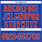 Custom Thunder Blue Red-White Curve Lines 3D Pattern Design Bomber Full-Snap Varsity Letterman Hoodie Jacket