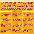 Custom Gold Red-White Curve Lines 3D Pattern Design Bomber Full-Snap Varsity Letterman Hoodie Jacket