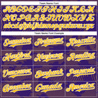 Custom Purple Gold-White Curve Lines 3D Pattern Design Bomber Full-Snap Varsity Letterman Hoodie Jacket