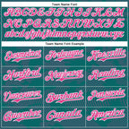 Custom Teal Pink-White Curve Lines 3D Pattern Design Bomber Full-Snap Varsity Letterman Hoodie Jacket