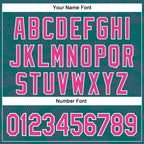 Custom Teal Pink-White Curve Lines 3D Pattern Design Bomber Full-Snap Varsity Letterman Hoodie Jacket