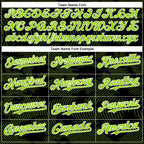 Custom Black Neon Green-White Curve Lines 3D Pattern Design Bomber Full-Snap Varsity Letterman Hoodie Jacket