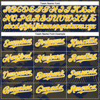 Custom Navy Gold-White Curve Lines 3D Pattern Design Bomber Full-Snap Varsity Letterman Hoodie Jacket