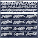 Custom Navy Gray-White Curve Lines 3D Pattern Design Bomber Full-Snap Varsity Letterman Hoodie Jacket