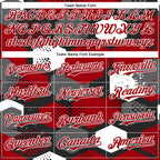 Custom Black Red-White Geometric Shape 3D Pattern Design Bomber Full-Snap Varsity Letterman Hoodie Jacket