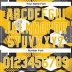 Custom Black Gold-White Geometric Shape 3D Pattern Design Bomber Full-Snap Varsity Letterman Hoodie Jacket