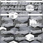 Custom Black Gray-White Geometric Shape 3D Pattern Design Bomber Full-Snap Varsity Letterman Hoodie Jacket