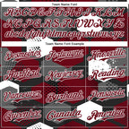 Custom Black Crimson-White Geometric Shape 3D Pattern Design Bomber Full-Snap Varsity Letterman Hoodie Jacket