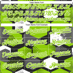 Custom Black Neon Green-White Geometric Shape 3D Pattern Design Bomber Full-Snap Varsity Letterman Hoodie Jacket
