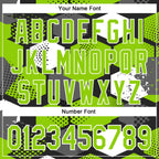 Custom Black Neon Green-White Geometric Shape 3D Pattern Design Bomber Full-Snap Varsity Letterman Hoodie Jacket