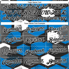 Custom Black Powder Blue-White Geometric Shape 3D Pattern Design Bomber Full-Snap Varsity Letterman Hoodie Jacket