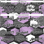 Custom Black Light Purple-White Geometric Shape 3D Pattern Design Bomber Full-Snap Varsity Letterman Hoodie Jacket