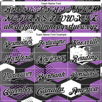 Custom Black Medium Purple-White Geometric Shape 3D Pattern Design Bomber Full-Snap Varsity Letterman Hoodie Jacket