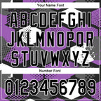 Custom Black Medium Purple-White Geometric Shape 3D Pattern Design Bomber Full-Snap Varsity Letterman Hoodie Jacket
