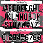Custom Black Neon Pink-White Geometric Shape 3D Pattern Design Bomber Full-Snap Varsity Letterman Hoodie Jacket