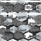 Custom Black Silver-White Geometric Shape 3D Pattern Design Bomber Full-Snap Varsity Letterman Hoodie Jacket