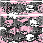 Custom Black Light Pink-White Geometric Shape 3D Pattern Design Bomber Full-Snap Varsity Letterman Hoodie Jacket