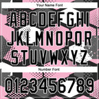 Custom Black Light Pink-White Geometric Shape 3D Pattern Design Bomber Full-Snap Varsity Letterman Hoodie Jacket