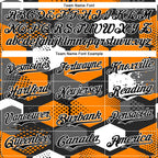 Custom Black Bay Orange-White Geometric Shape 3D Pattern Design Bomber Full-Snap Varsity Letterman Hoodie Jacket