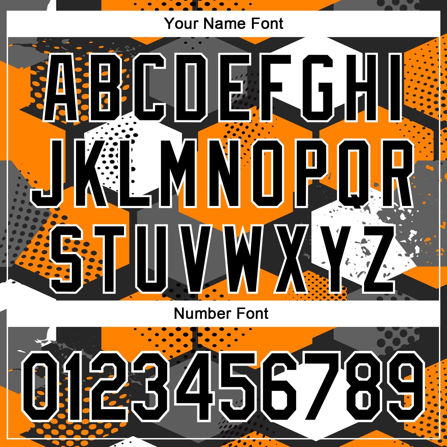 Custom Black Bay Orange-White Geometric Shape 3D Pattern Design Bomber Full-Snap Varsity Letterman Hoodie Jacket