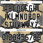 Custom Black Vegas Gold-White Geometric Shape 3D Pattern Design Bomber Full-Snap Varsity Letterman Hoodie Jacket