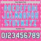 Custom Pink White Sky Blue-Black Gothic Crosses 3D Pattern Design Bomber Full-Snap Varsity Letterman Jacket