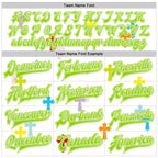 Custom White Neon Green Gothic Crosses 3D Pattern Design Bomber Full-Snap Varsity Letterman Jacket