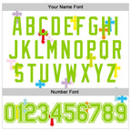 Custom White Neon Green Gothic Crosses 3D Pattern Design Bomber Full-Snap Varsity Letterman Jacket