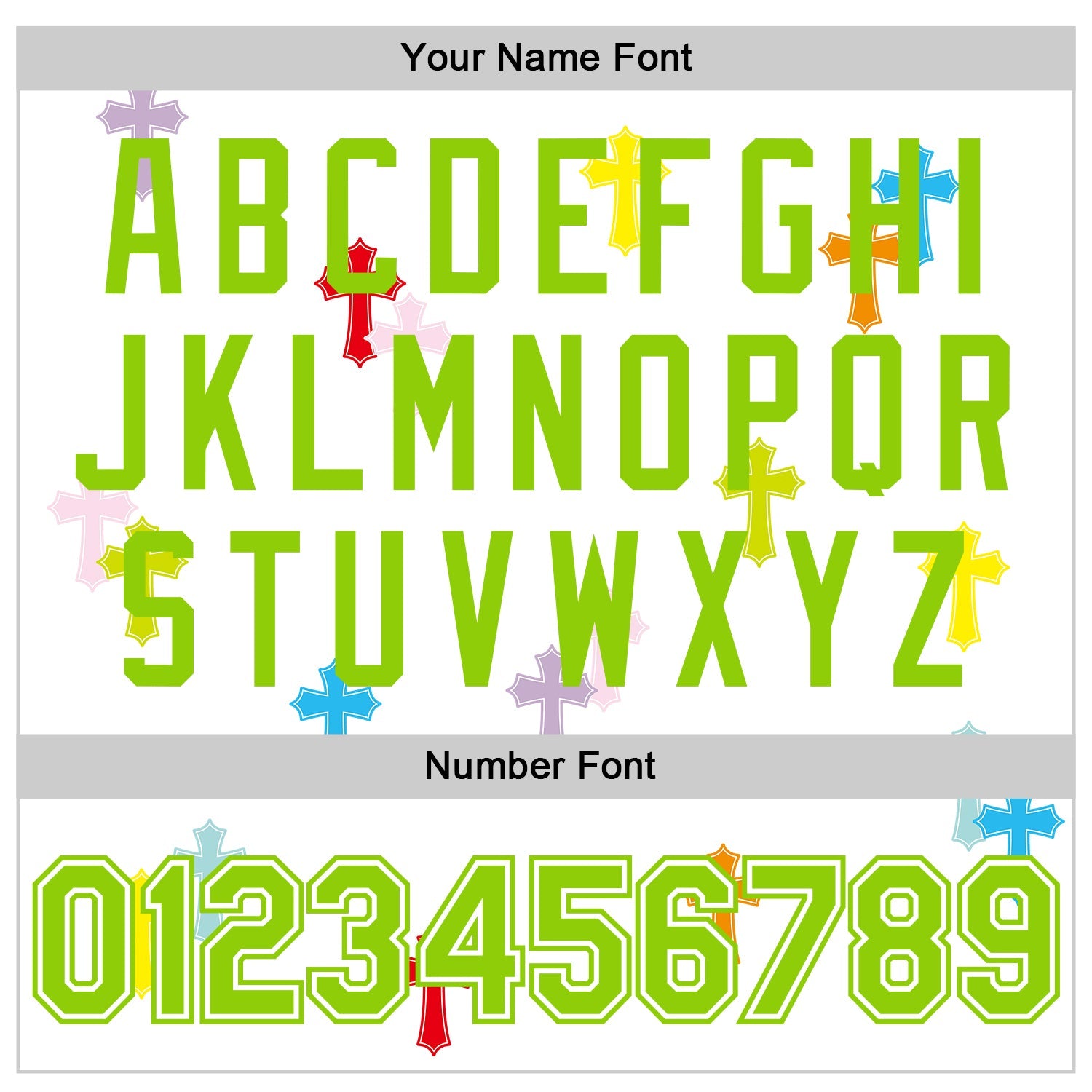 Custom White Neon Green Gothic Crosses 3D Pattern Design Bomber Full-Snap Varsity Letterman Jacket